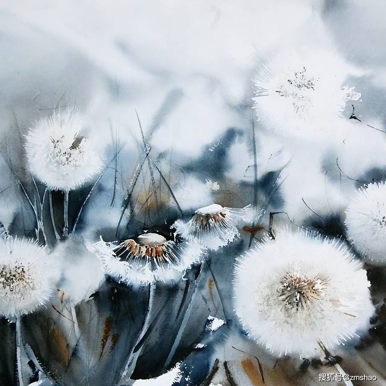 花海水彩画图片图文- 抖音, image size:1280x1280