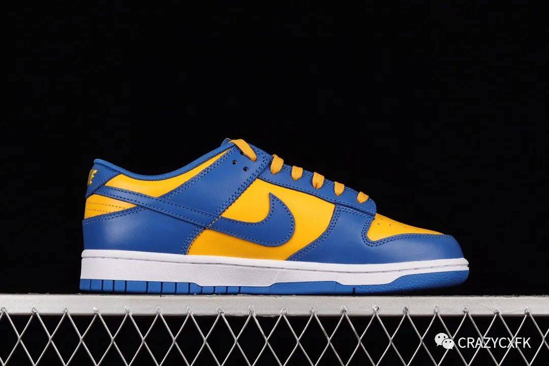 耐克nike dunk low ucla 藍黃拼色滑板鞋_皇家_水印_皮革