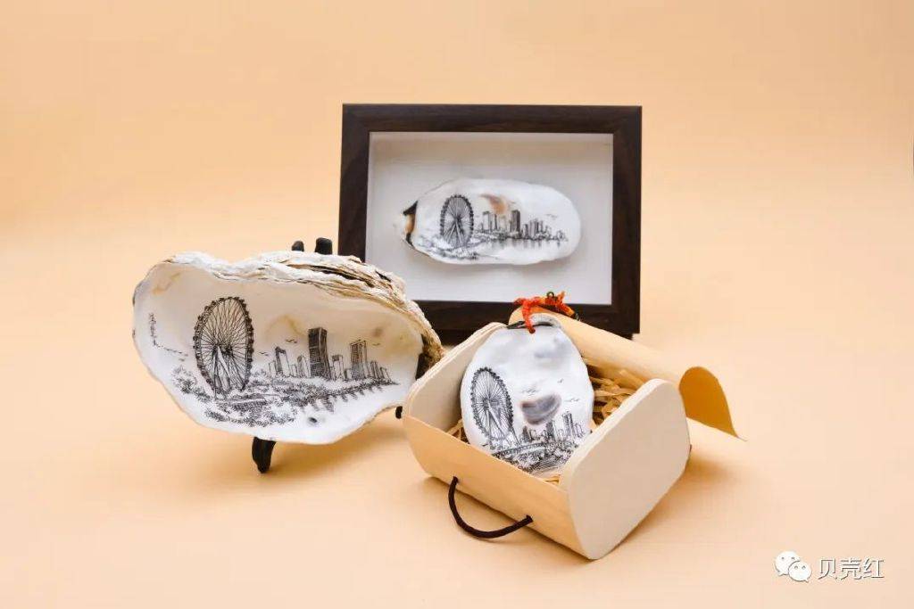 城市名片深圳海洋手绘蚝壳资源再利用创意手绘耀精彩