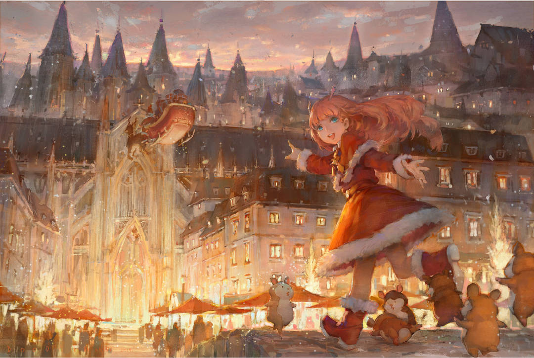 厚涂风格的二次元少女插画,把高级灰运用得炉火纯青_作品_krenz_色彩