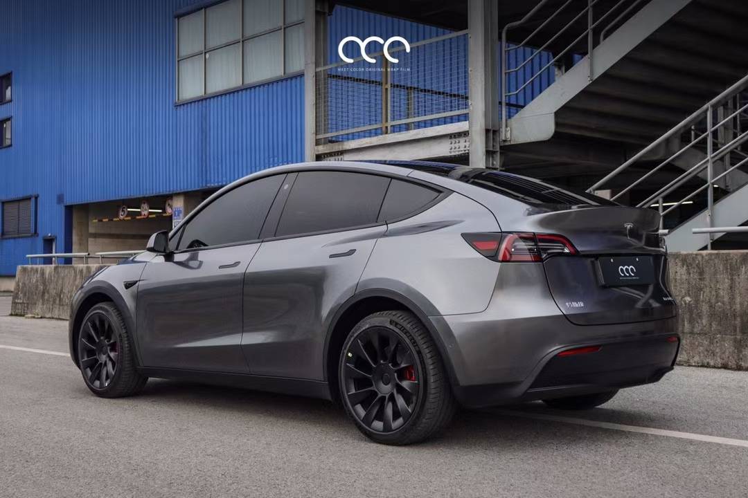 特斯拉modely漫彩改色膜金属钨钢