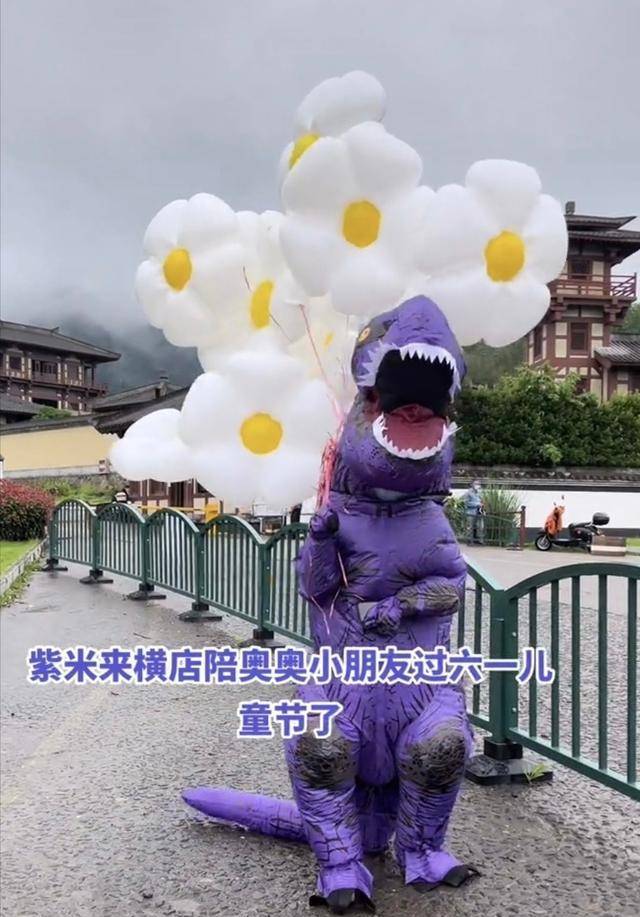 原创             紫米穿恐龙装给杨紫过儿童节，与偶像双向奔赴，网友：太浪漫了吧