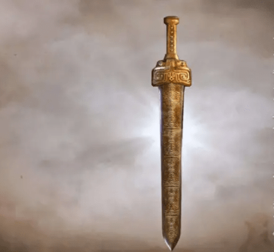 传说是轩辕夏禹的兵器,由黄帝所铸造,剑的一面有刻的日月星辰,另一面