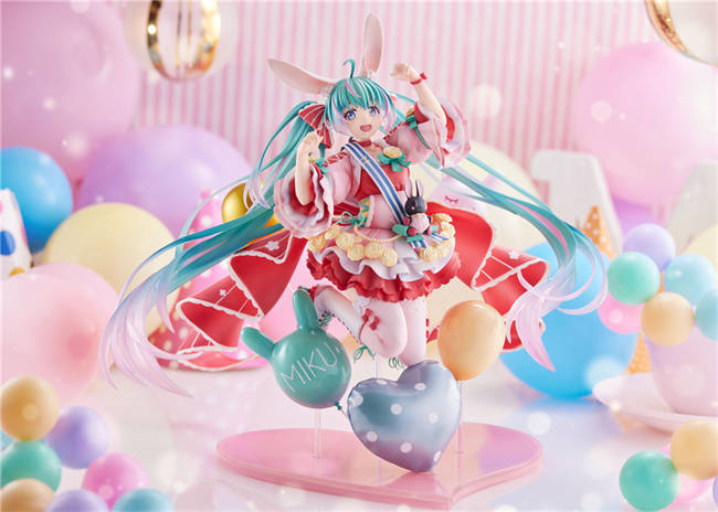 初音未来 生日会2021 ~兔子娘~1/7手办 十分可爱了_马尾_进行_粉色
