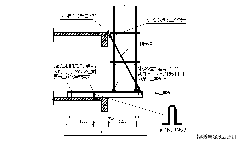 悬挑工字钢预埋图片图片