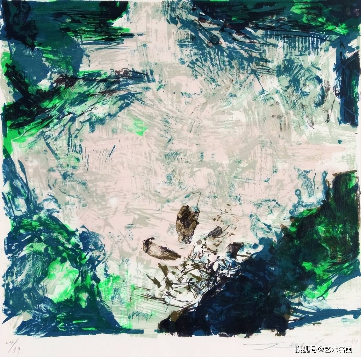 富有韵律感的现代抒情抽象油画作品赵无极