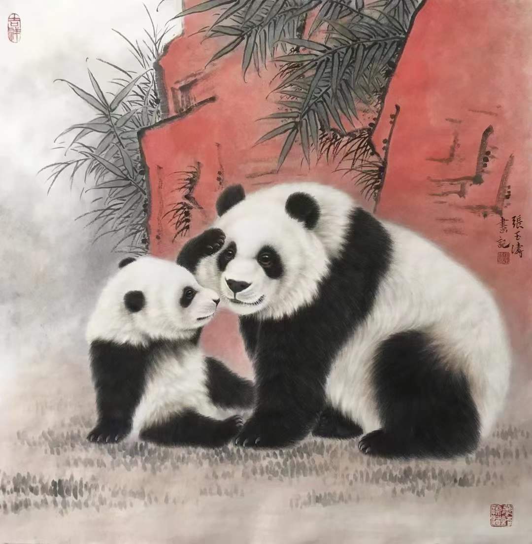 国宝丹青,张玉涛的熊猫画独树一帜