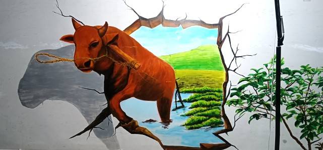 3d墙绘《牛气冲天》北京艺韵阁文化传媒编2022年7月10日