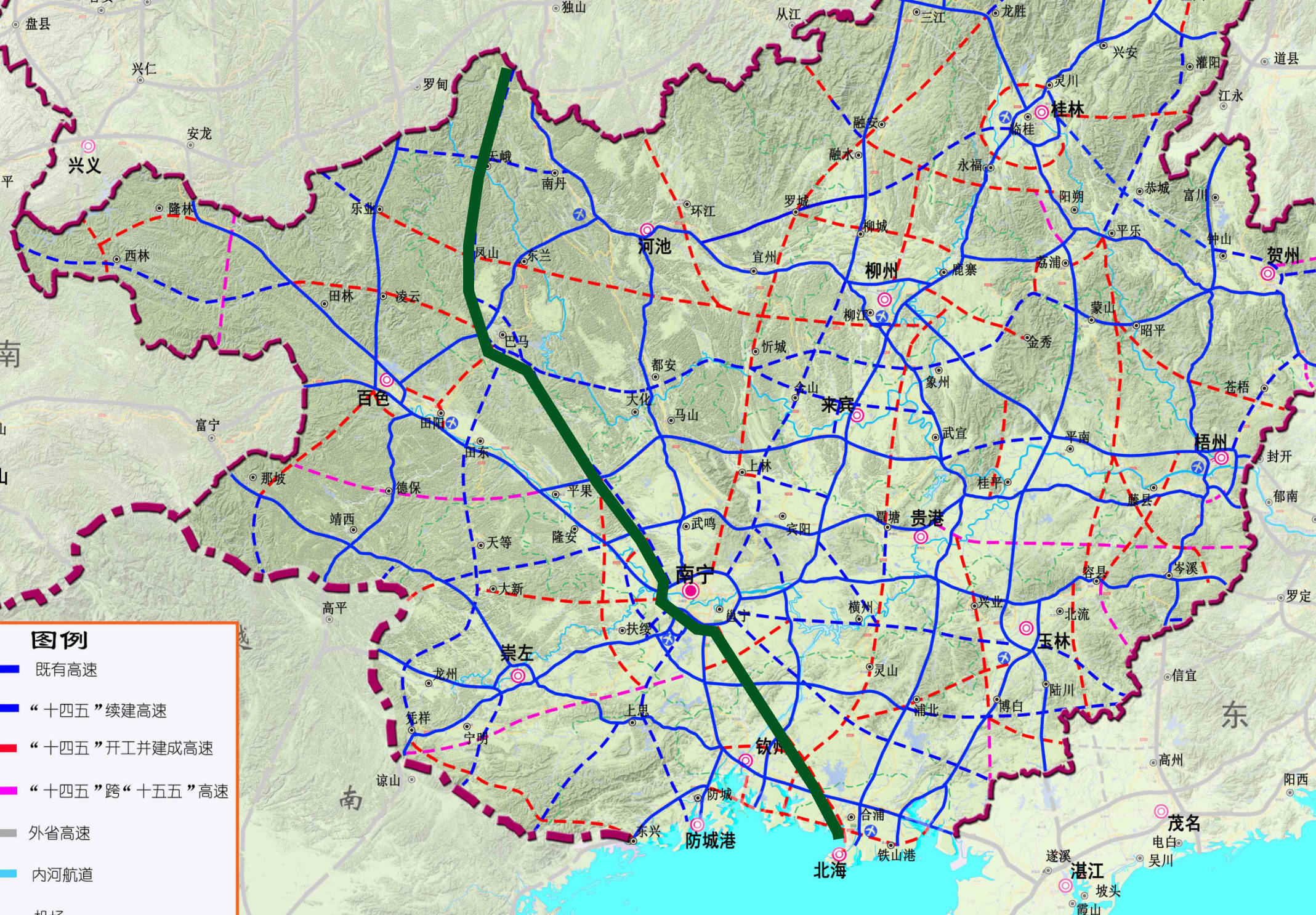 国家公路网规划公布,南宁市8条国家高速,6条普通国道经过