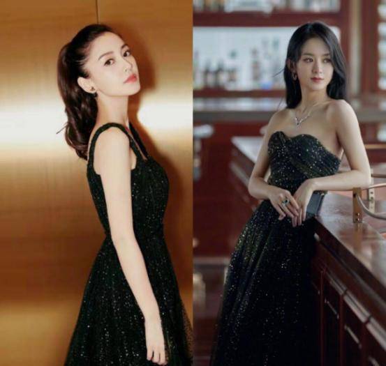 模特出身的angelababy确实穿上之后比圆脸女神赵丽颖要更加好看