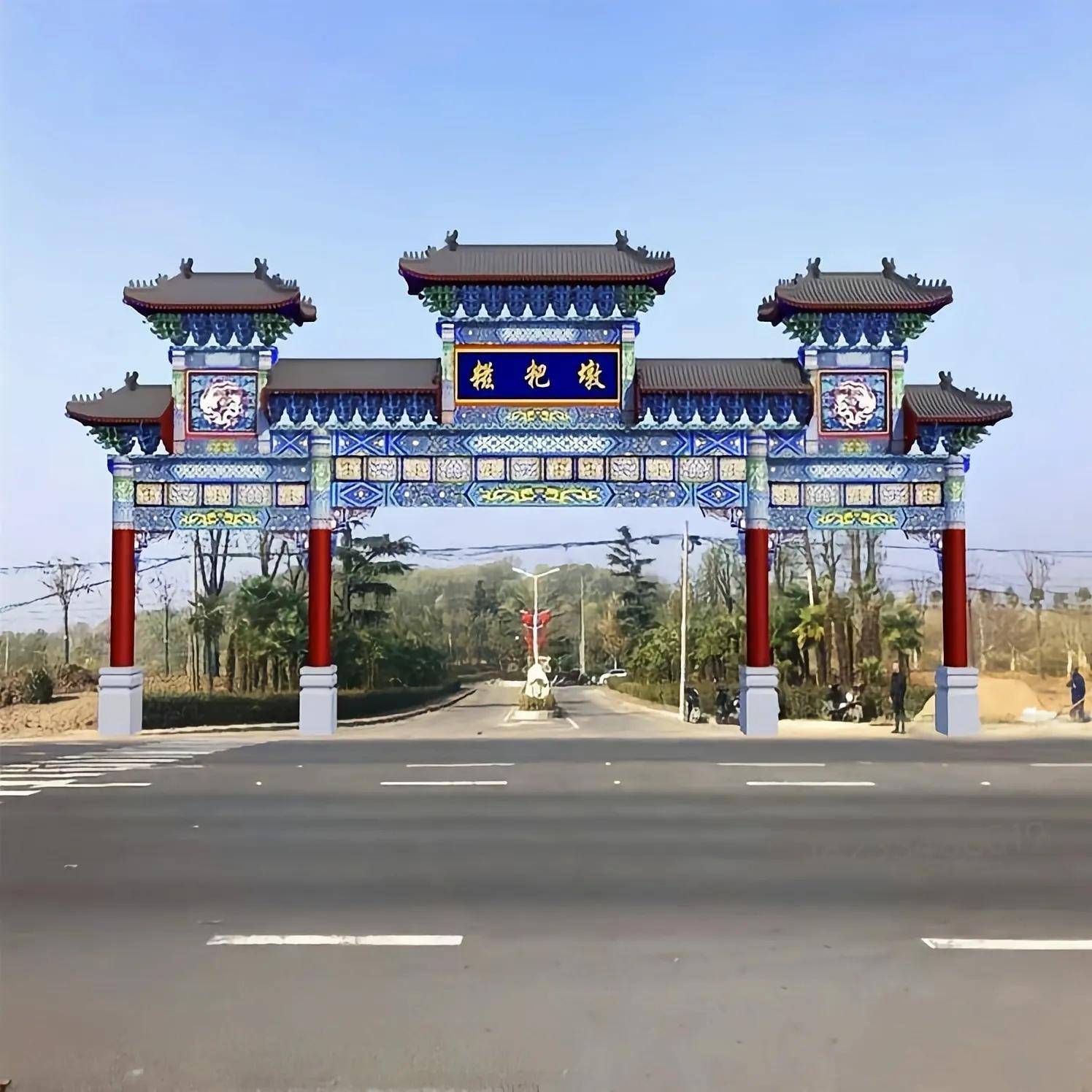 新农村建设村口牌坊水泥仿古牌楼_古建_工程_世人