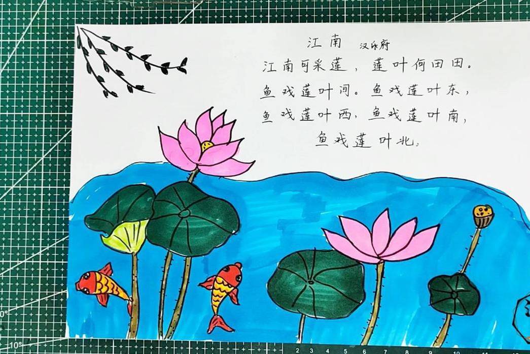 江南诗配画简笔画,简单易学的儿童画