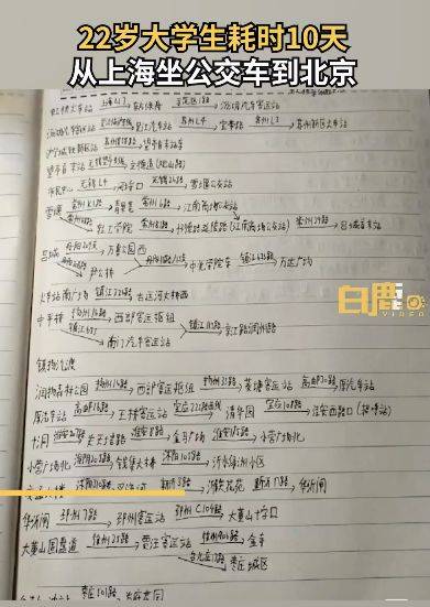 大学生10天乘公交从上海到北京：深思打游戏荒废时间很不合错误