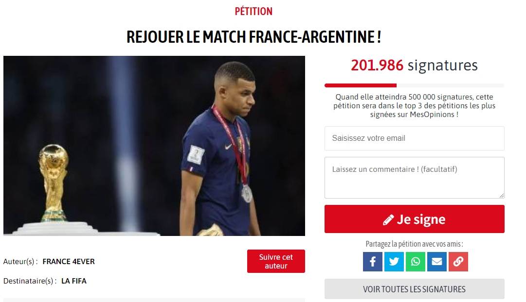 法国人真有趣！要求世界杯决赛重踢？