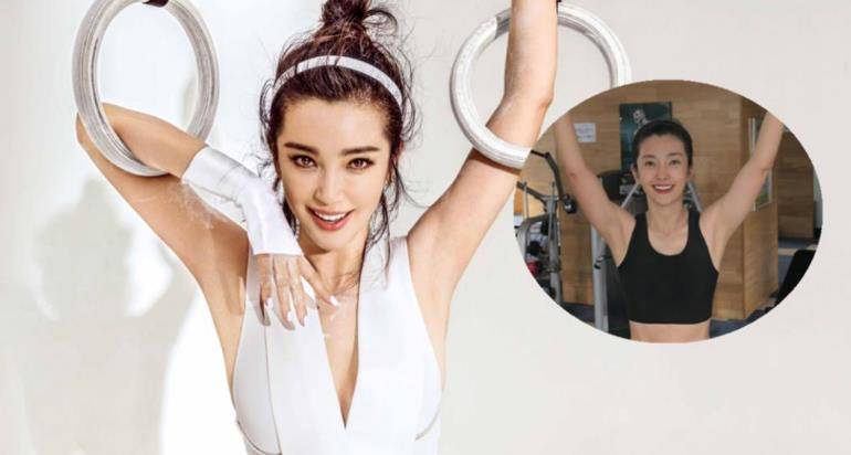 48岁李冰冰晒健身照,大方展示身体优美曲线,黑色短上衣秀a4腰_自律