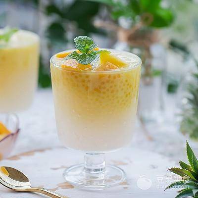芒果菠萝椰浆奶昔西米露_成品_白心_口感