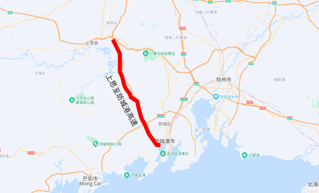 上思防城港高速规划图图片