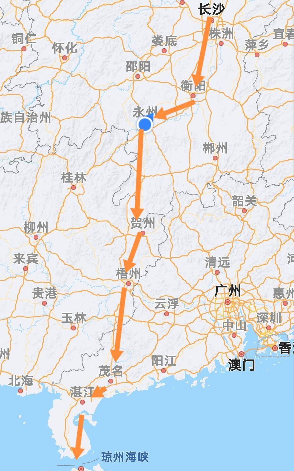 其中北京到长沙可以用京广高铁线,节约资源和资金