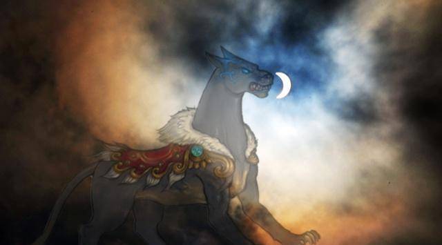 谛听,传说谛听是一条白犬,狗性忠诚,是地藏菩萨经案下伏着的通灵神兽