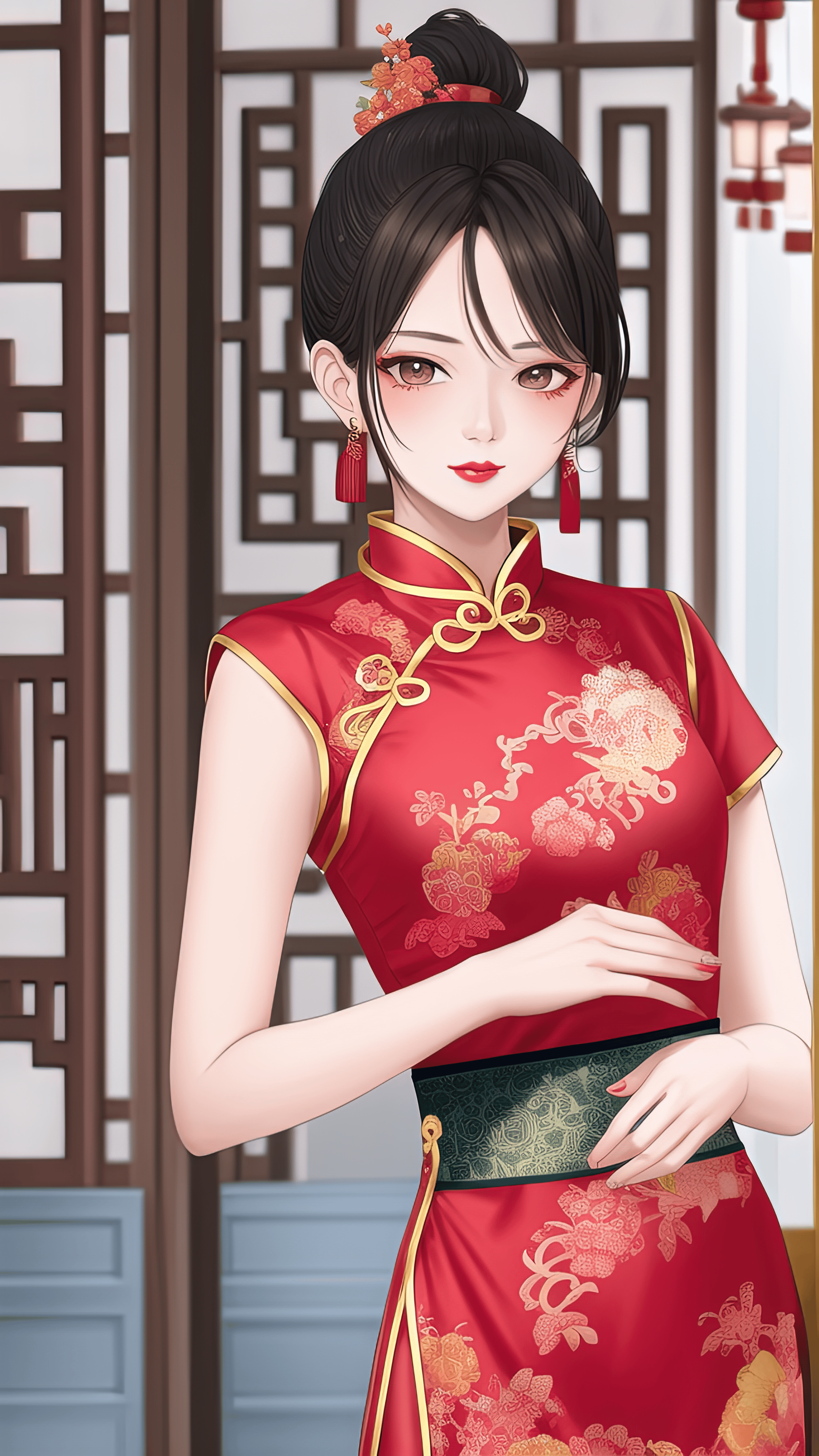 美女穿上紅色服裝,是新年的一道亮麗風景_祝福_象徵_吉祥