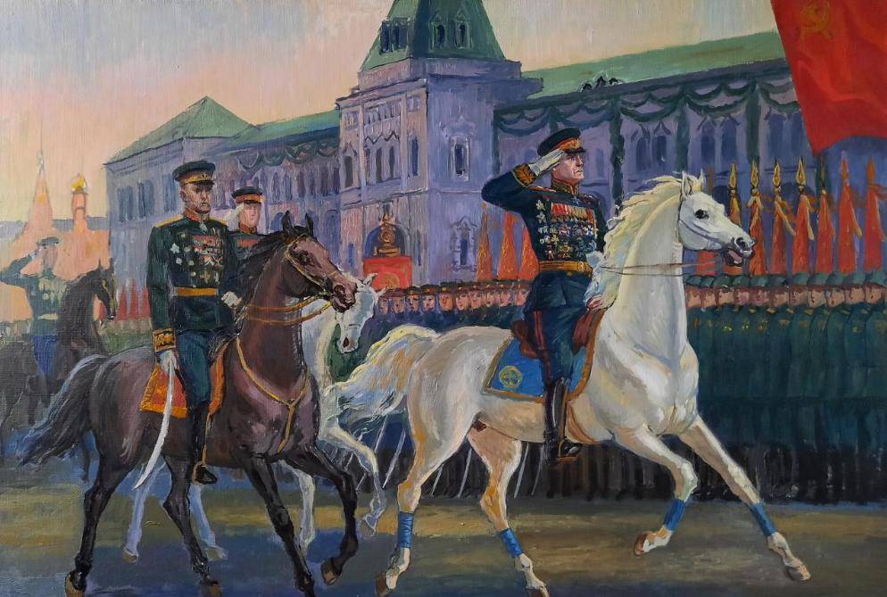 1945年6月24日胜利大阅兵:朱可夫骑的马是"汗血宝马"吗?