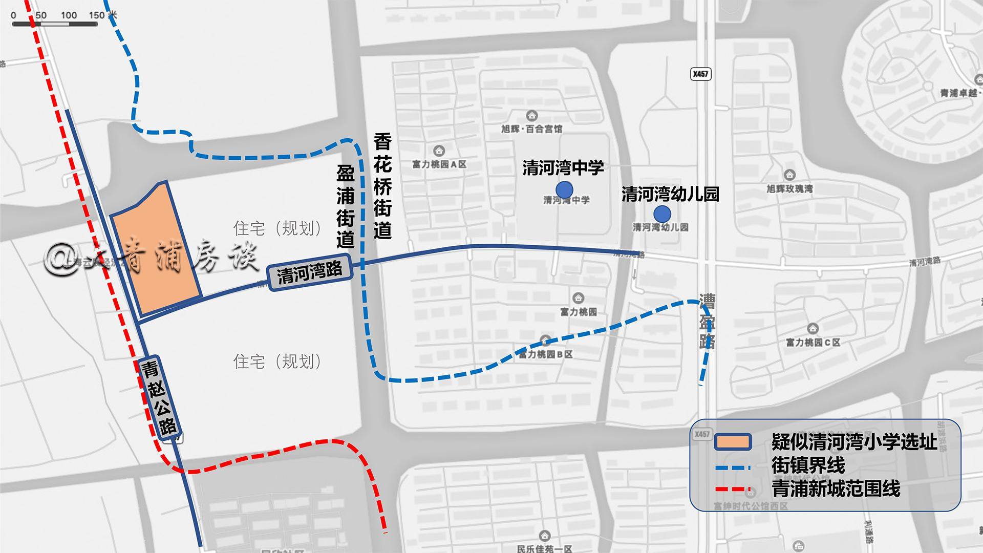 而现状的其他两所清河湾公办学校却位于香花桥街道