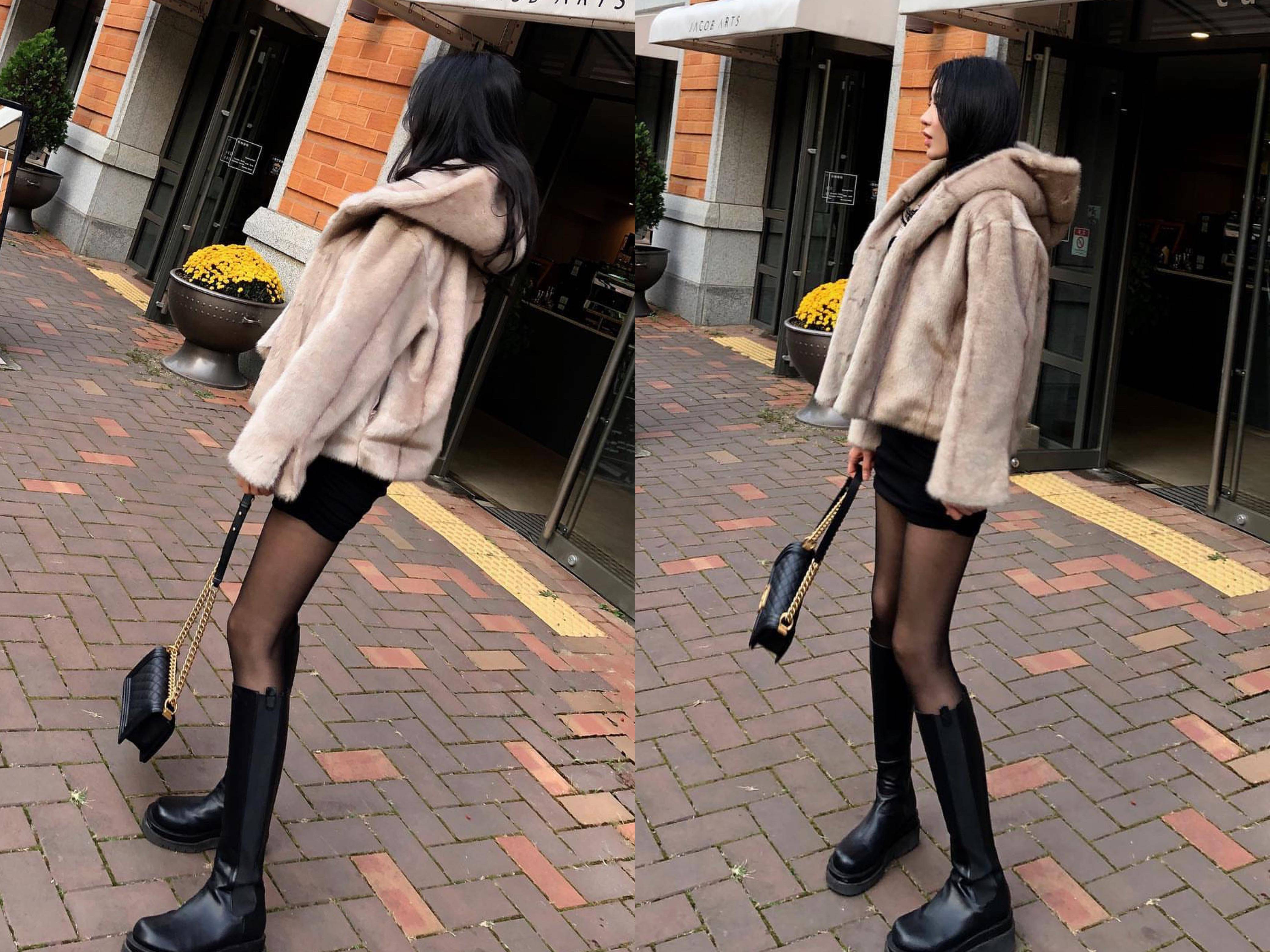 可能在通常情况下,仙女们在冬季穿裙子的时候都会选择光腿神器作为