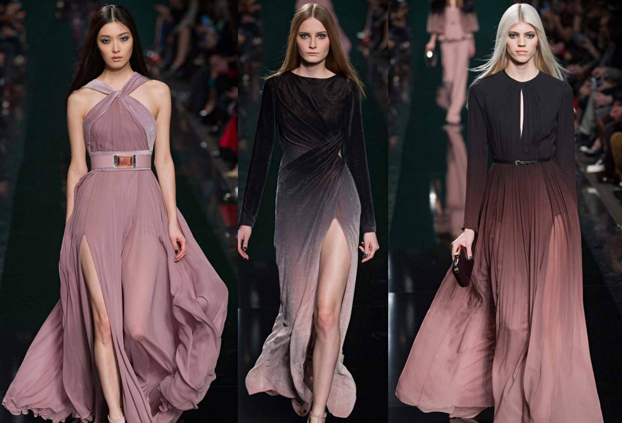 elie saab"黑暗富饶"成衣系列:奢华皮草天鹅绒,飘逸渐变雪纺_礼服