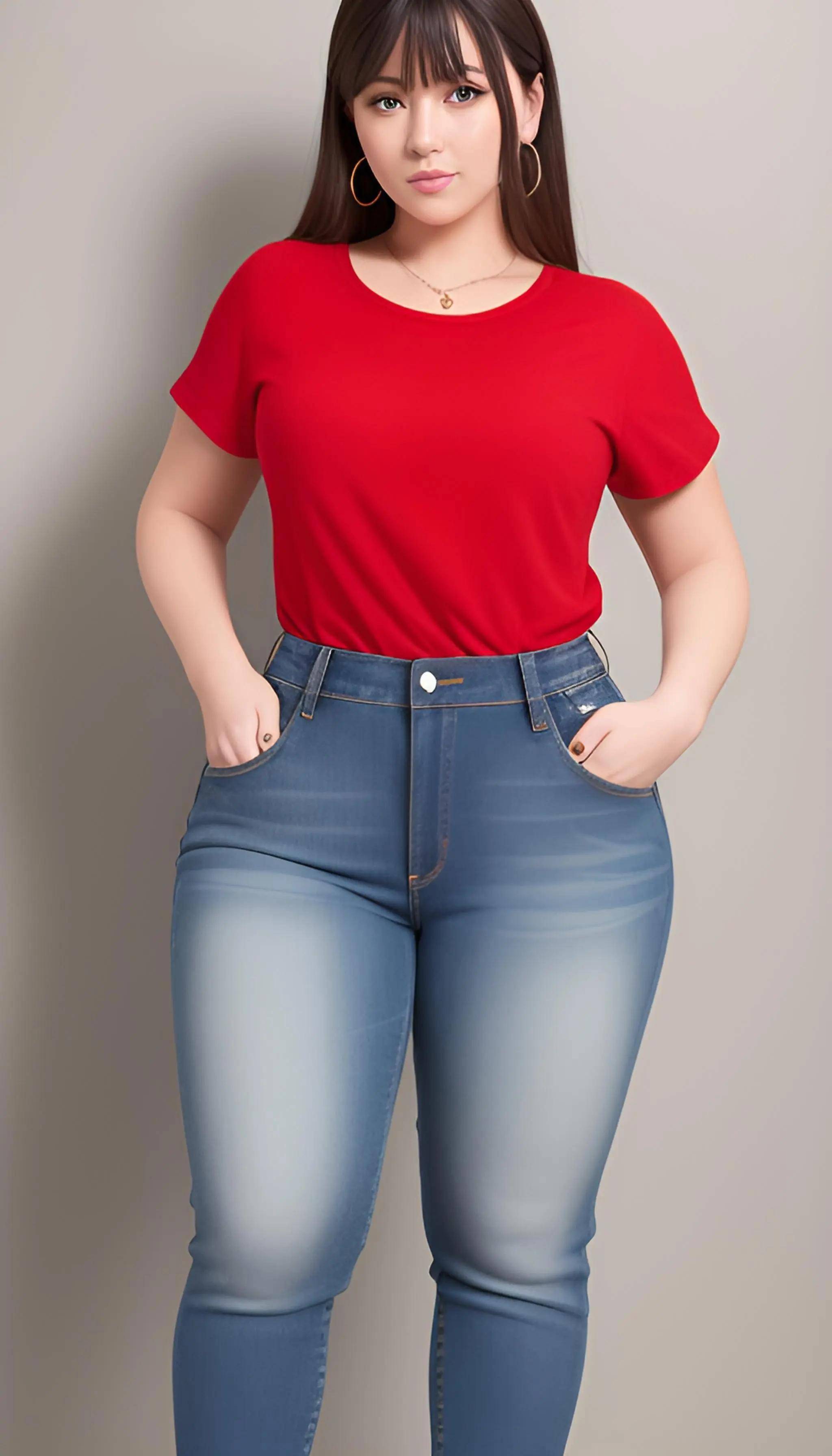 为什么说微胖才是极品,牛仔微胖女生yyds_身材_进行_自然光