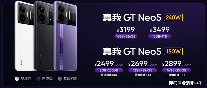 真我GT Neo5发布：首销2499元起，最高240W快充_支持_机身_芯片