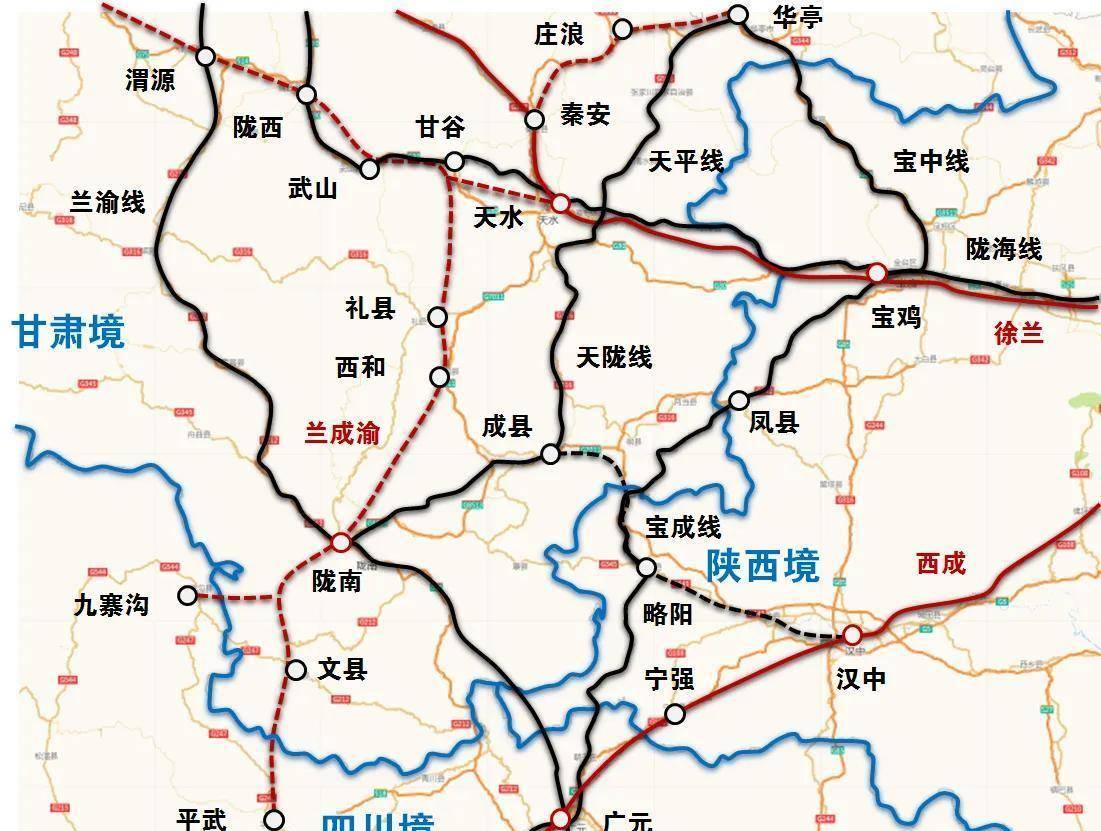 陇东南主干通道转向南向平凉-天水,陇南-广元铁路建成,庆阳-平凉,平凉