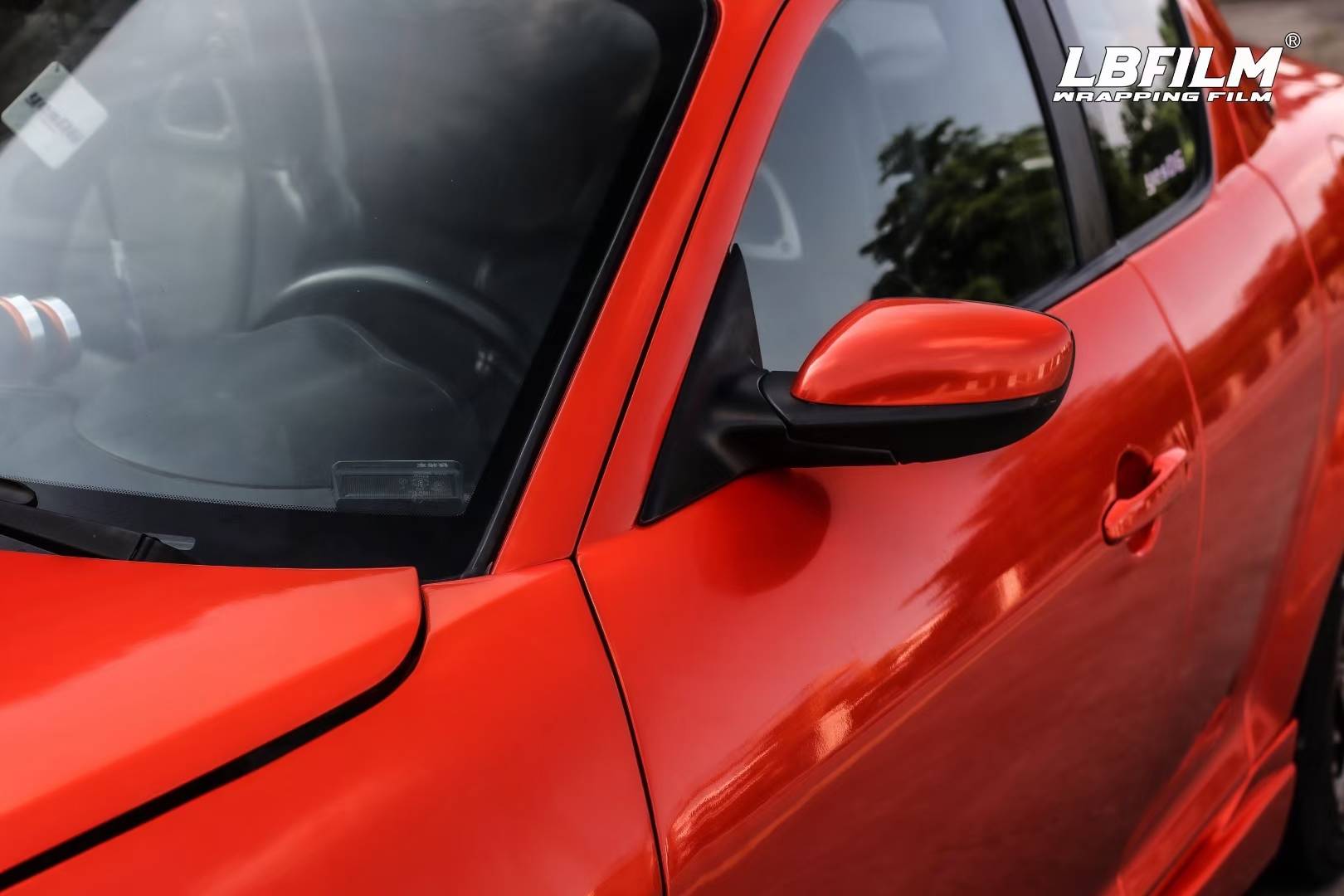 马自达rx8-lb改色膜超亮金属橙,活力满满