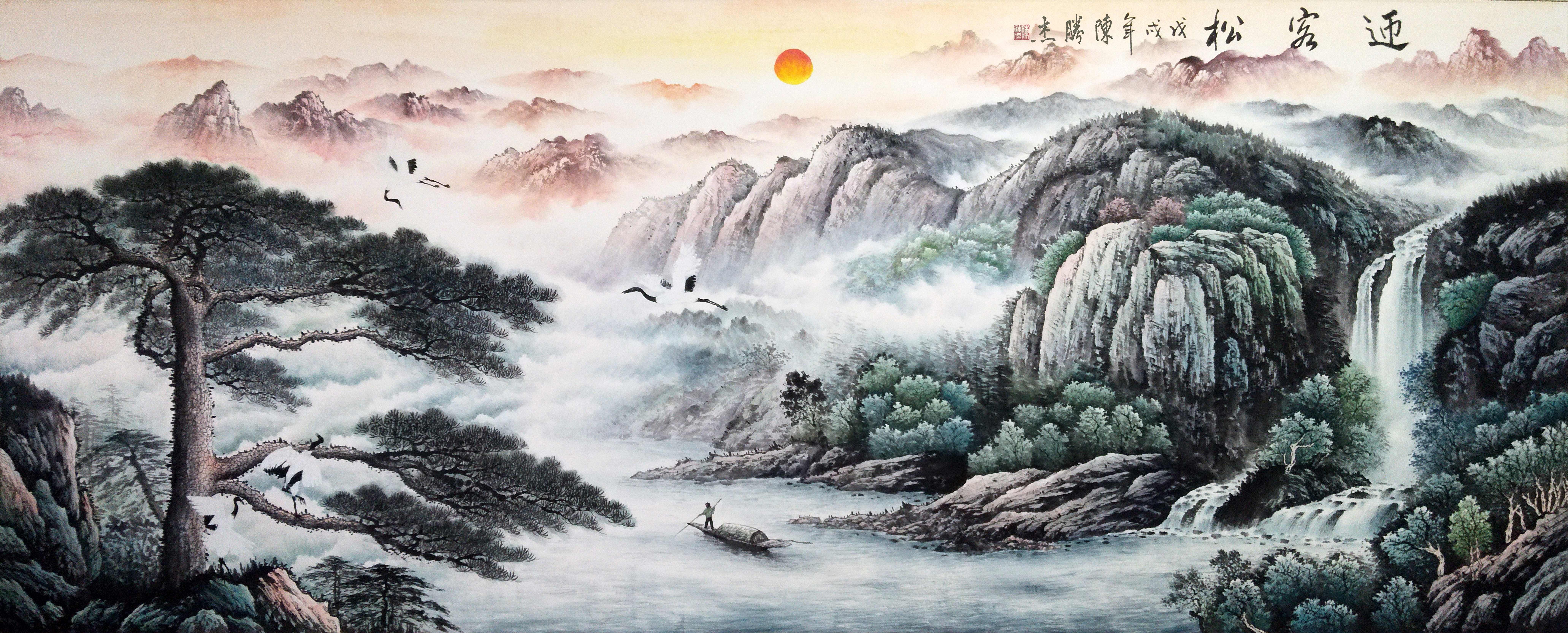 山水画《迎客松》作为一幅经典的艺术品