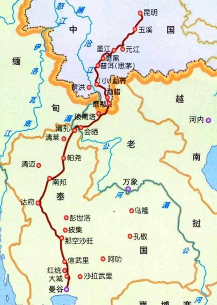 中老泰铁路从昆明到曼谷,途经景洪,磨憨,磨丁,万象,朗开_老挝_云南