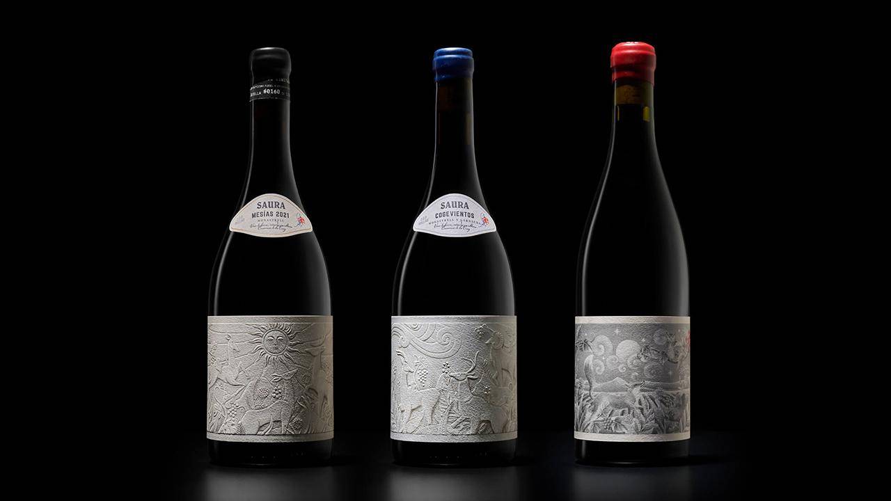 saura创意浮雕葡萄酒酒标设计,葡萄酒包装设计案例分享第62集_saura