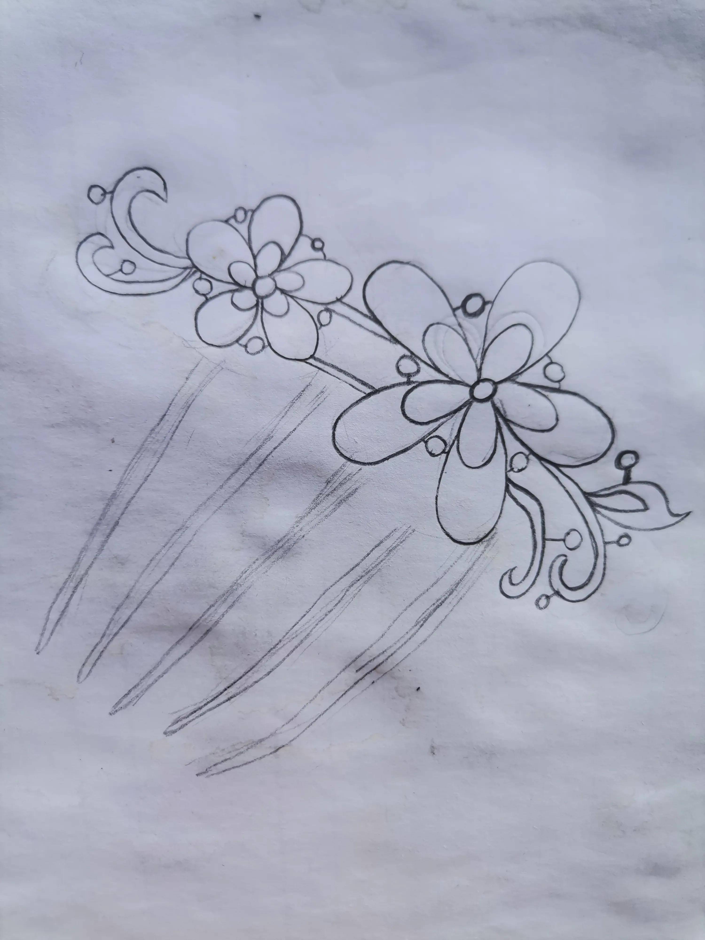 7步详细速写步骤,水晶花朵发饰,适合新手入门学习_饰品_弧形_位置