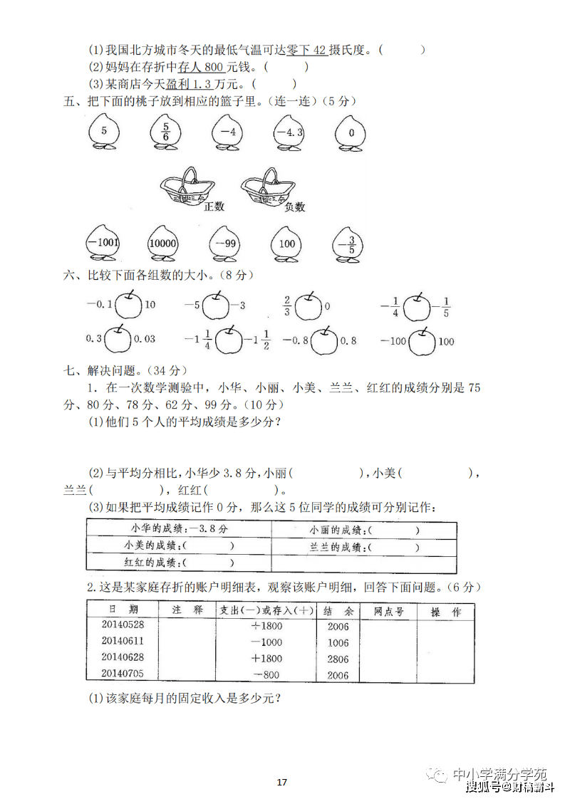 六年级数学下册：第一单位检测卷4套+谜底，典范、全面，可下载！