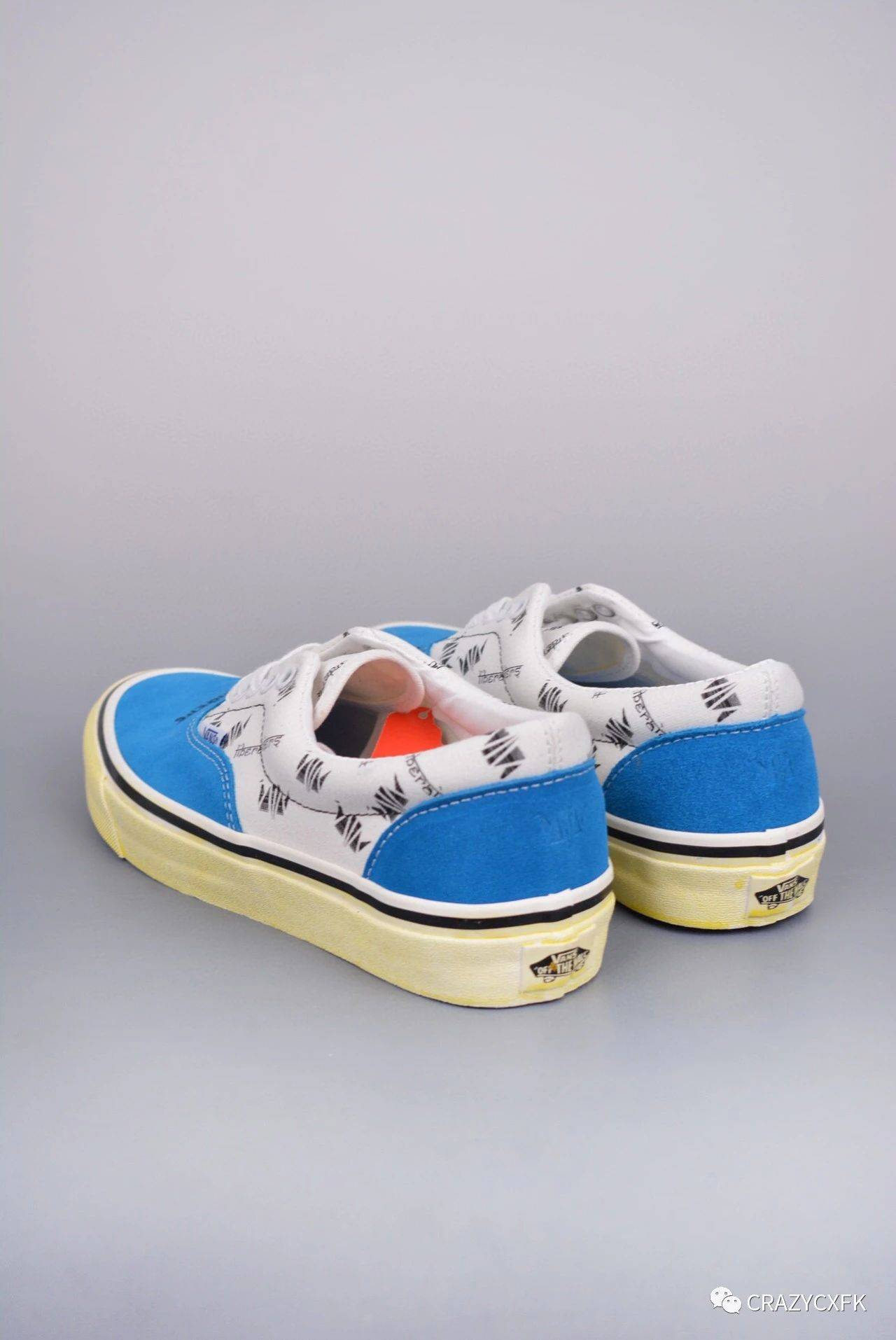 万斯千纸鹤联名 vans era 95 x liberaiders 蓝白麂皮拼接帆布鞋_质感