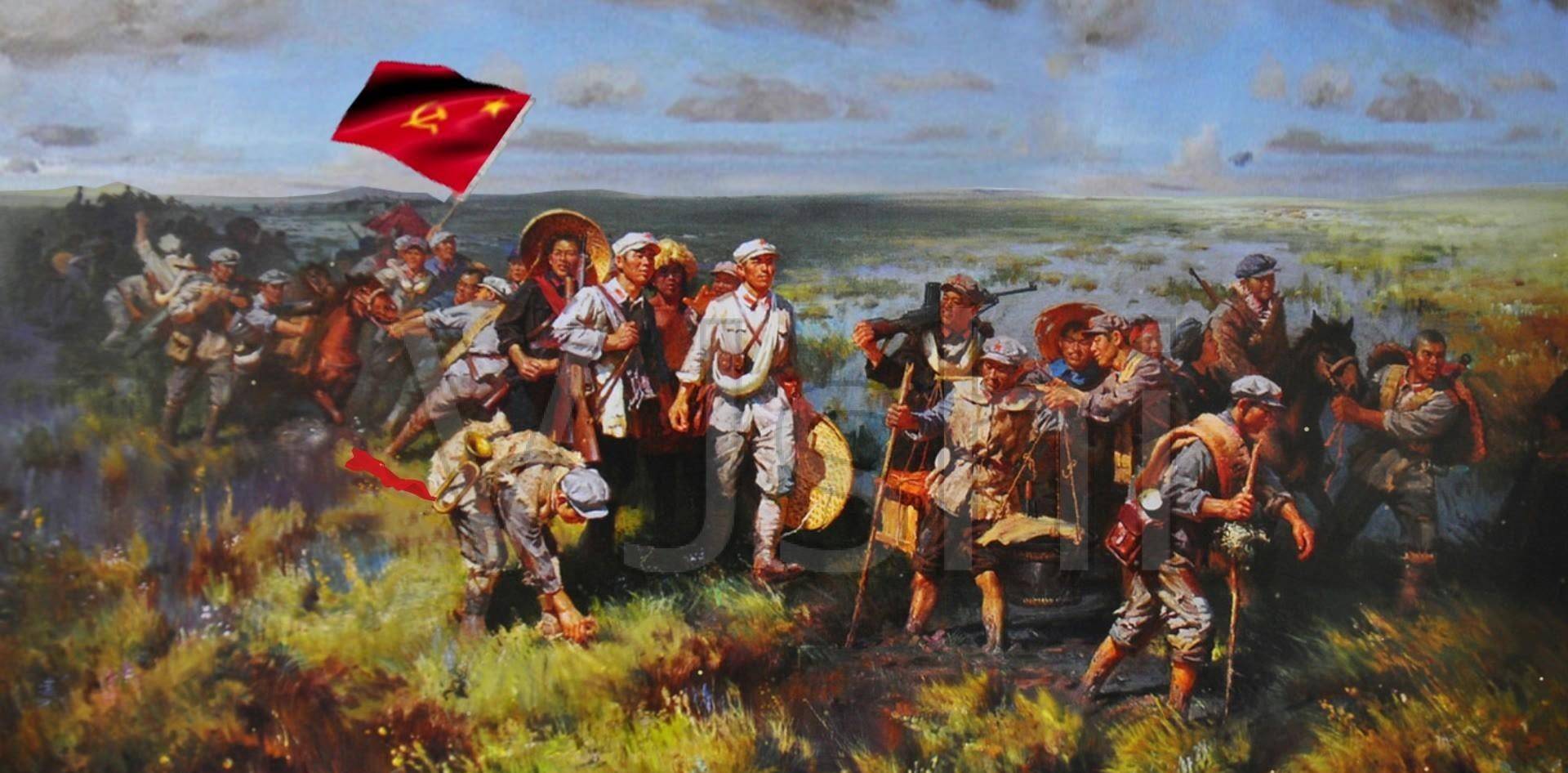 红军过草地(油画)在事后李文清才得知,是总部的骑兵排在草地上遭遇了