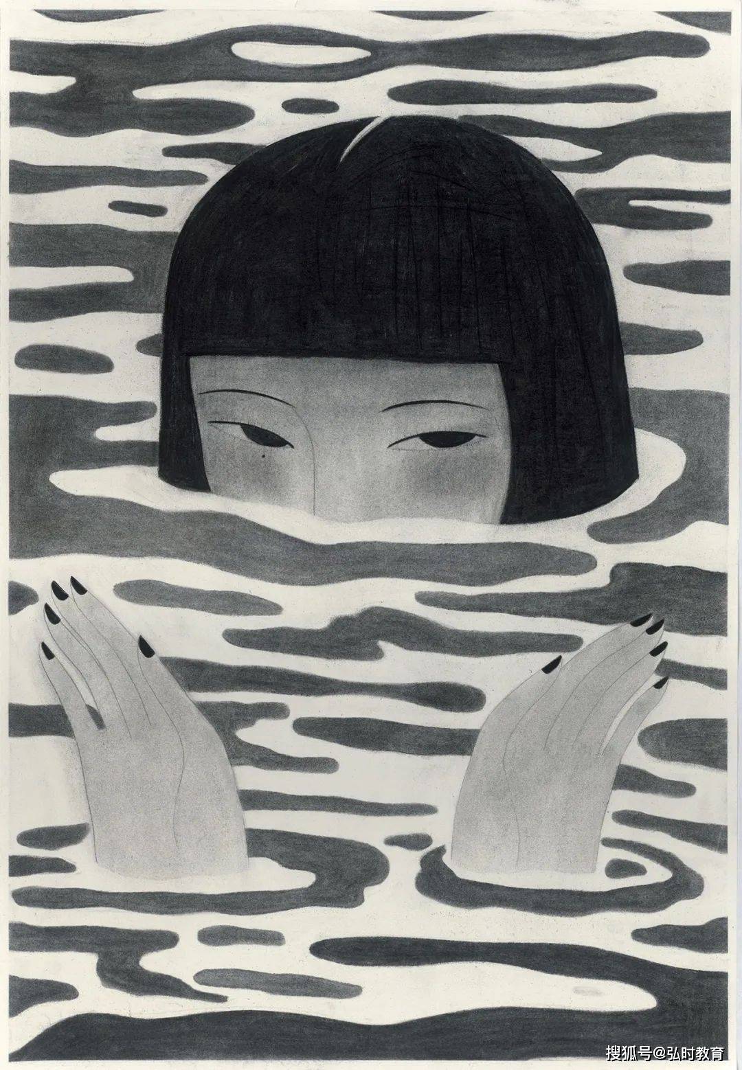 2cm周宇越 wreath, girl2021纸本木炭53.2×38.