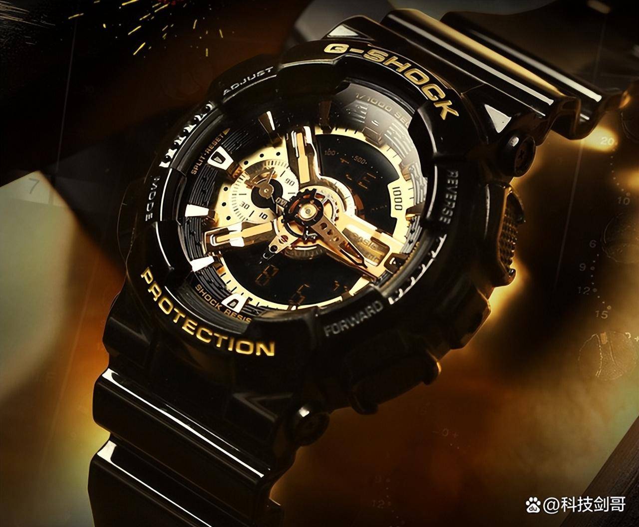 卡西欧ga-110gb-1a黑金运动腕表:个性不羁 外观时兴 .