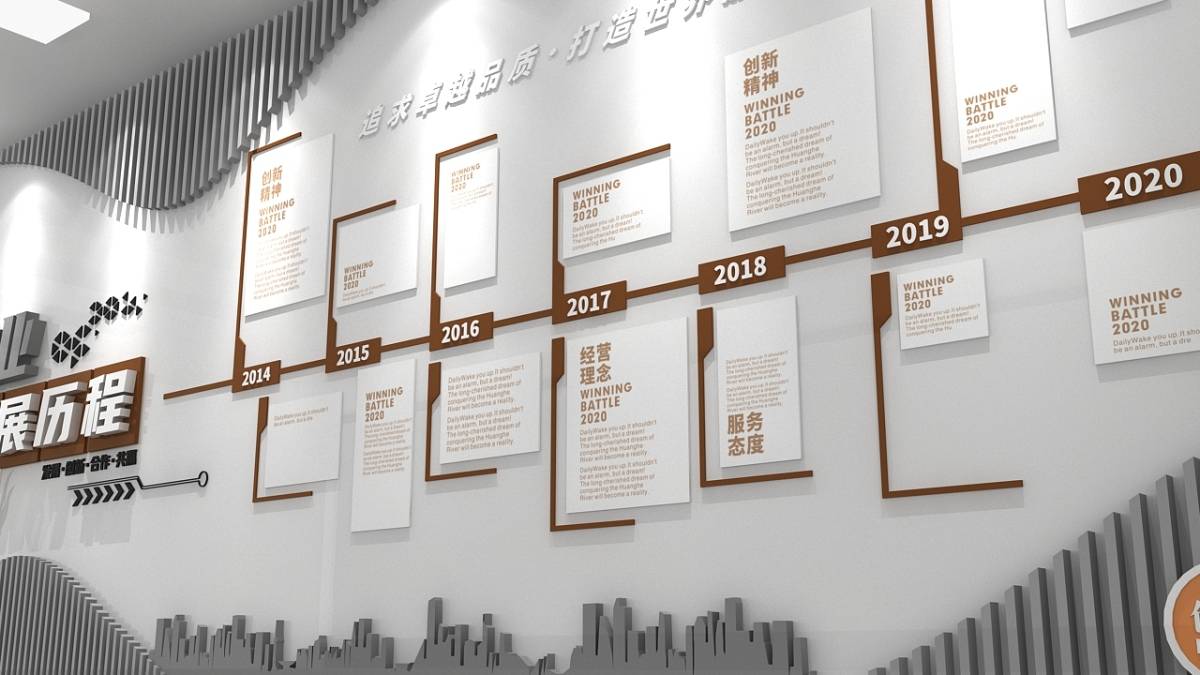 创意简约时尚企业历史历程文化墙公司效果图模板