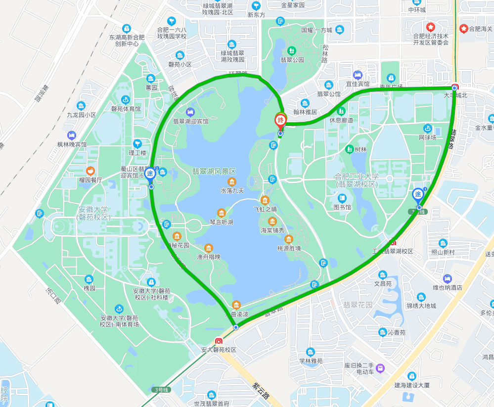 合肥翡翠湖爱心跑路线图片