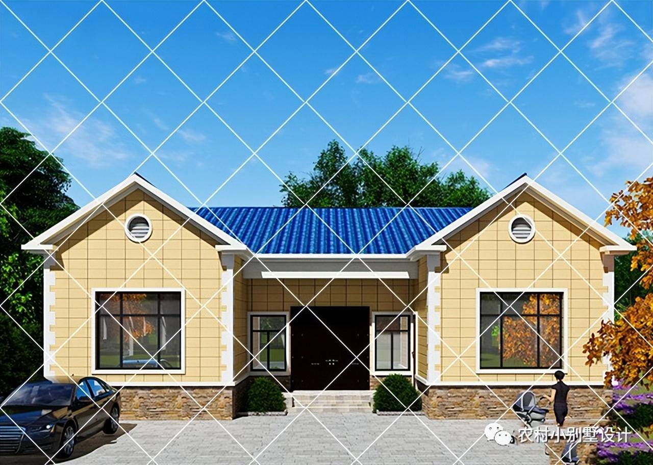 40套一层农村自建房别墅,左右对称布局好,经济大方南北方都能建_房子