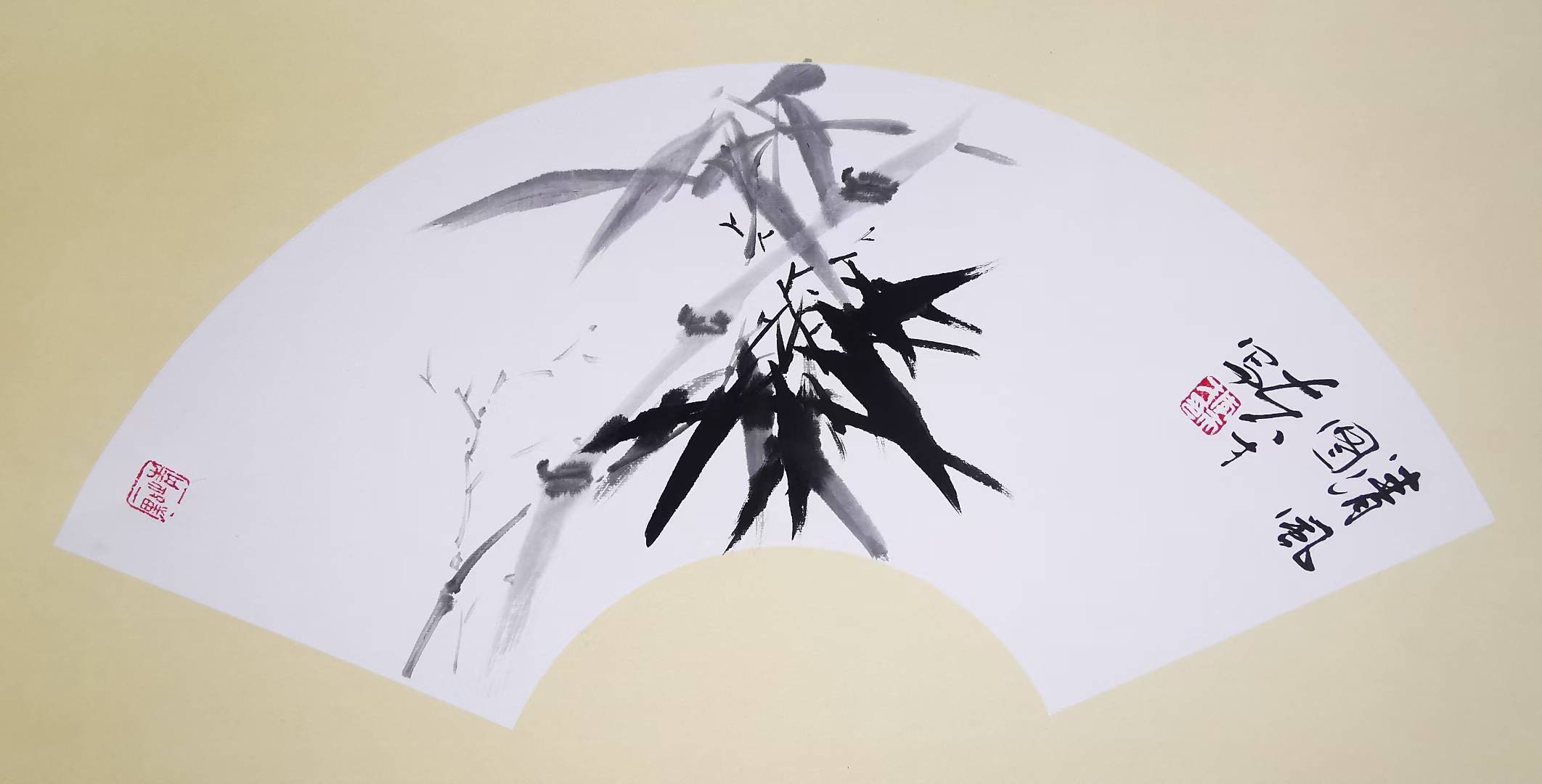 画家李夫才精品大写意扇面一组_荷花_牡丹_白水