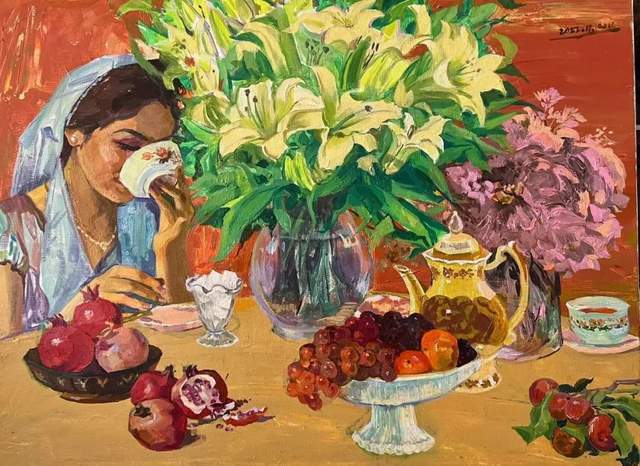 《甜茶》留痕——刘建新油画系列作品_布面_油彩_生活