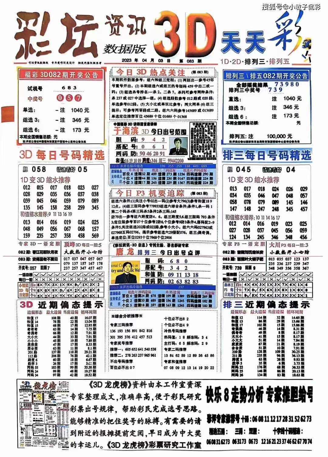 号码057开出以后,下期组选三出现频率为20%;上期奖号落号频率为100%.