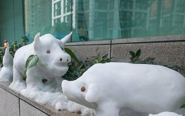 高手在民間之銀行保安,堆雪人意外走紅,許多遊客到銀行門口打卡_大哥