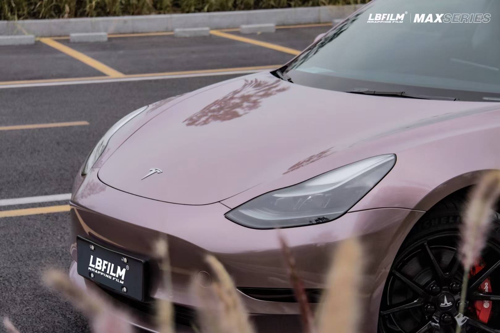 特斯拉-model3-lb改色膜原厂漆冰莓粉,高级女神质感_搜狐汽车_搜狐网