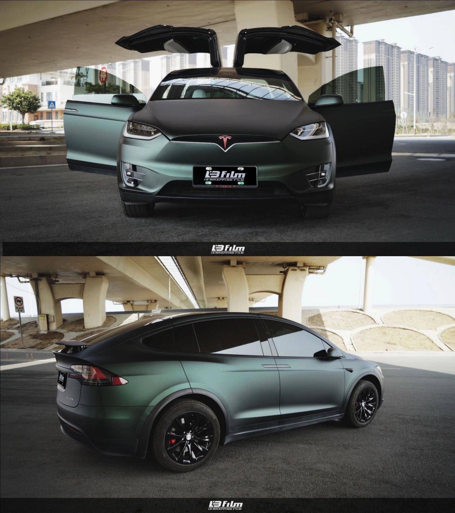 特斯拉modelx-lbfilm改色膜仙踪绿,这就炫起来了_女孩子